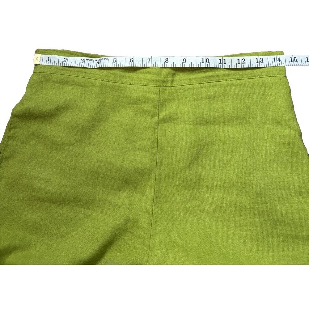 Jules & Leopold Pants Pull On Linen Blend Wide Leg Lime Flat Front Pockets SMALL - Picture 5 of 7